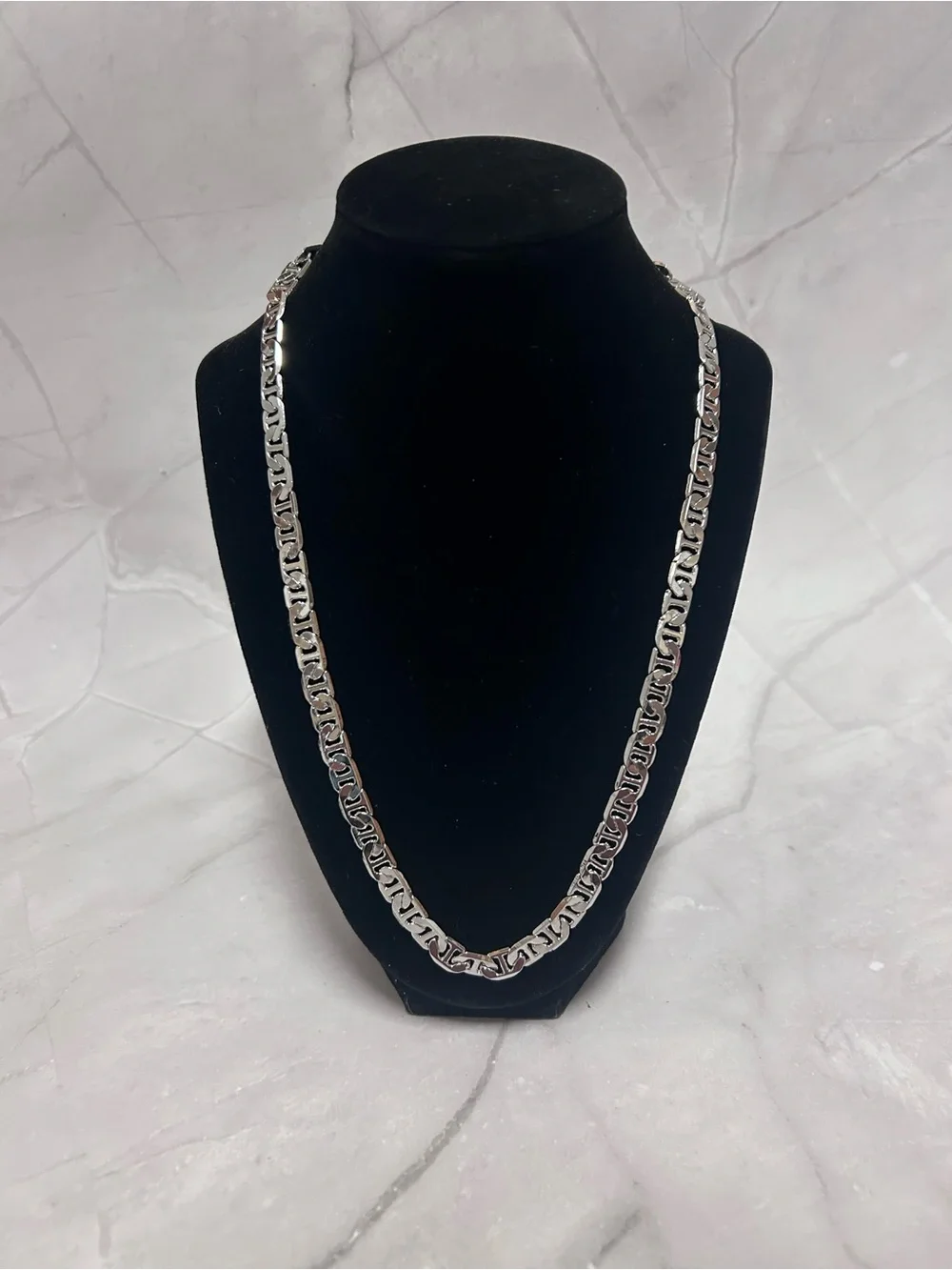 Sterling Silver Greek Key Link Necklace - Silver